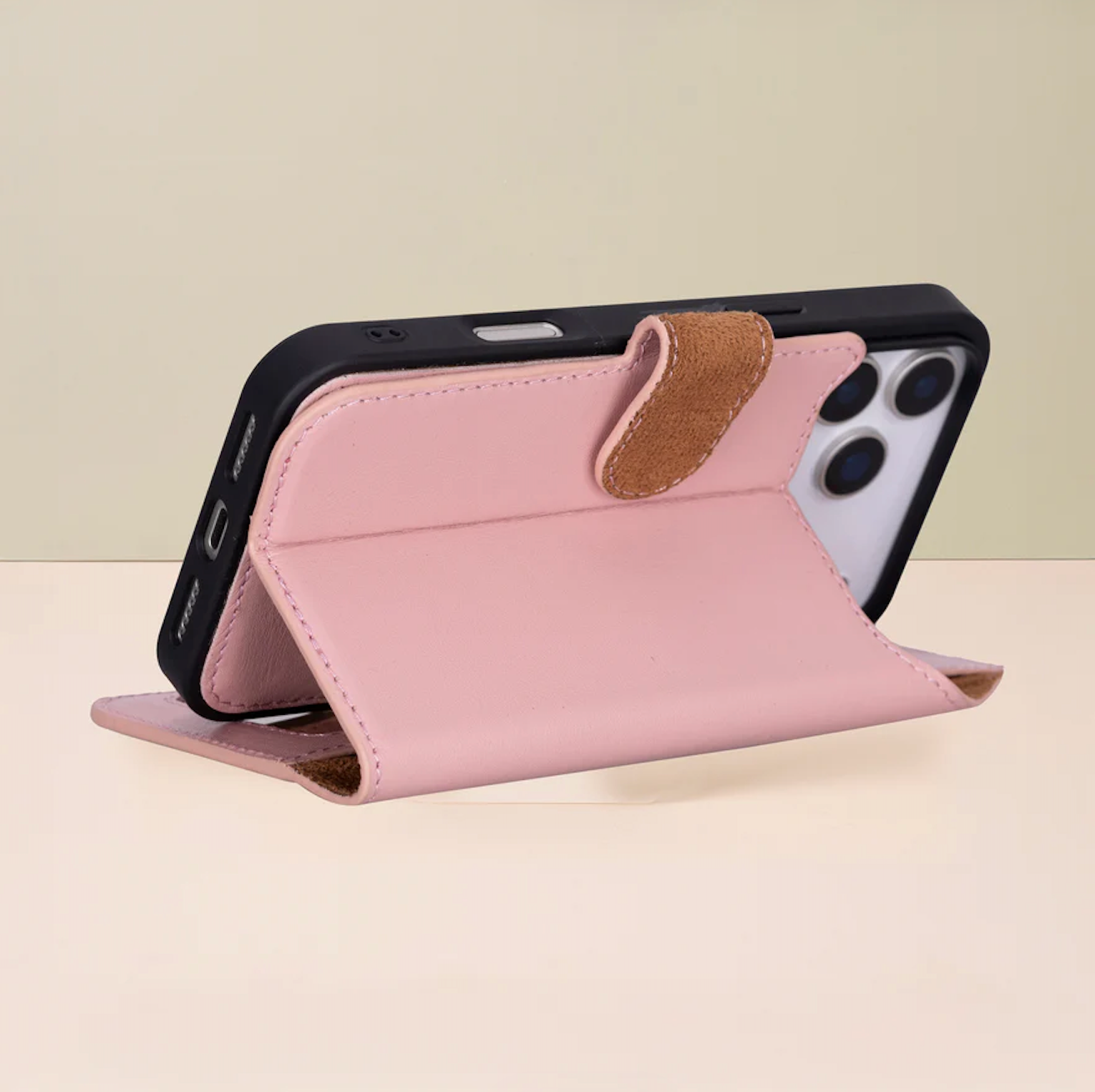 Leather iPhone 17 Pro Wallet Case – Pink - Austin